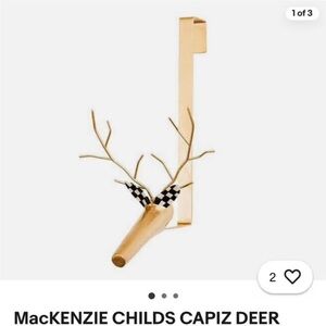 NIB Mackenzie Childs Gold Capiz Deer Wreath Hanger